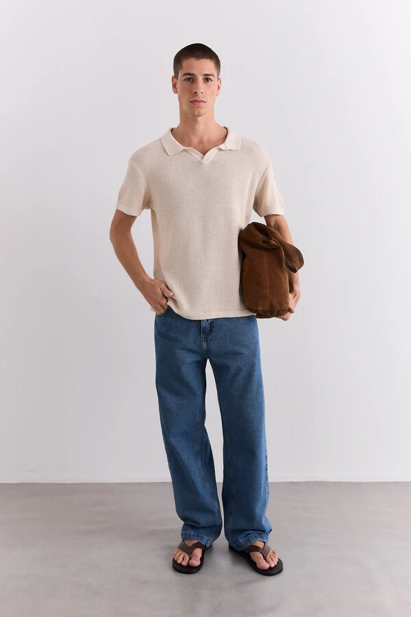 Polo Tricot Waffle Sand
