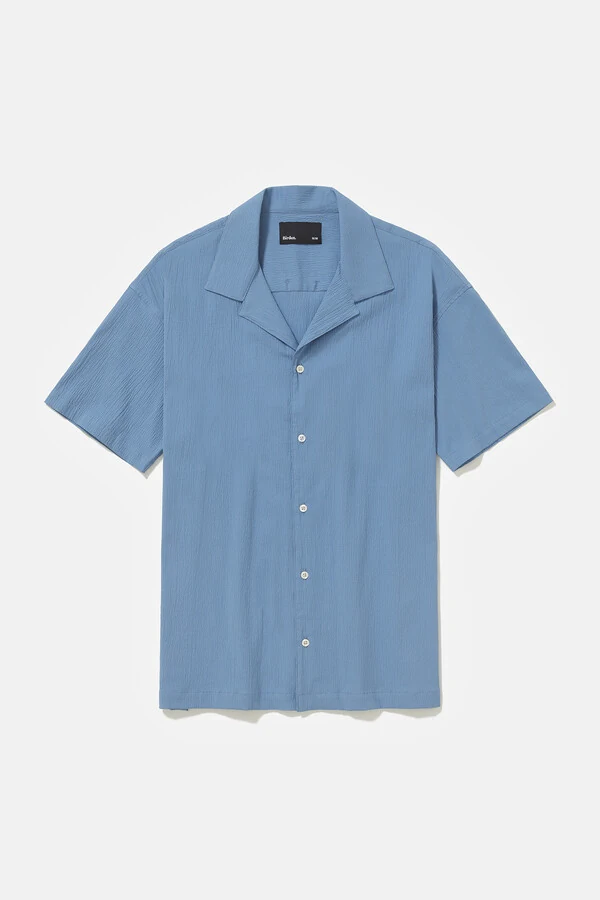 Camisa Boxy Seersucker Lagoon