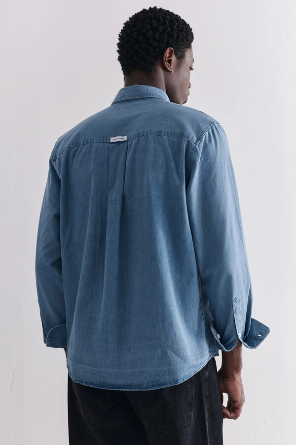 Camisa Manga Longa Oxford Denim