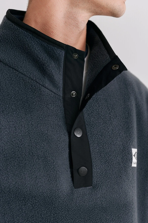 Fleece Button Pullover Graphite