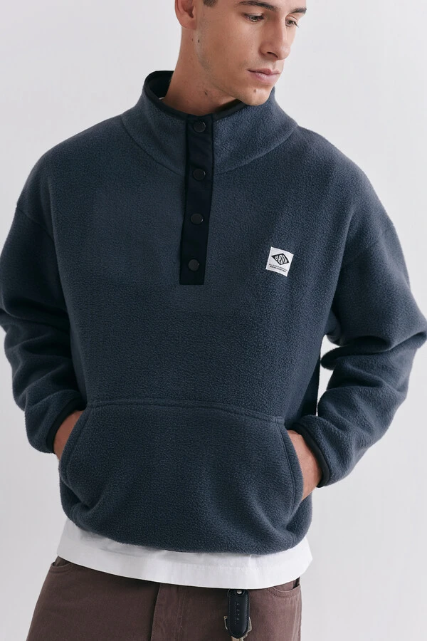 Fleece Button Pullover Graphite