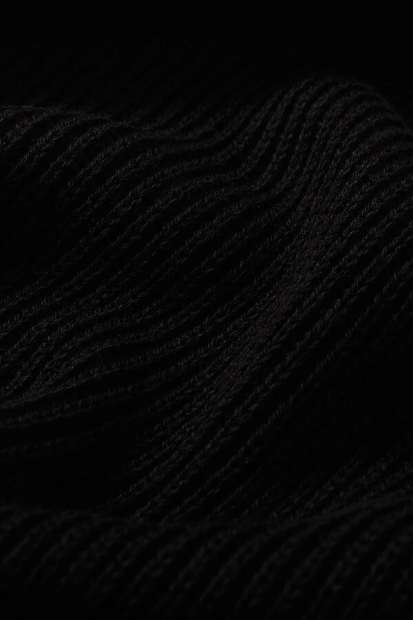 Polo Tricot Manga Longa Waffle Black