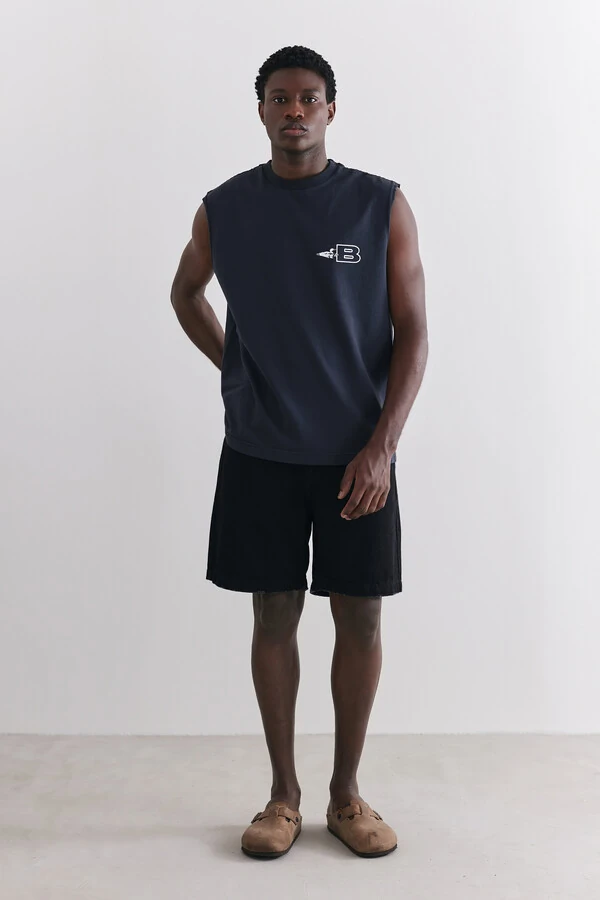 Walkshort Jeans Wide Stonewashed Black