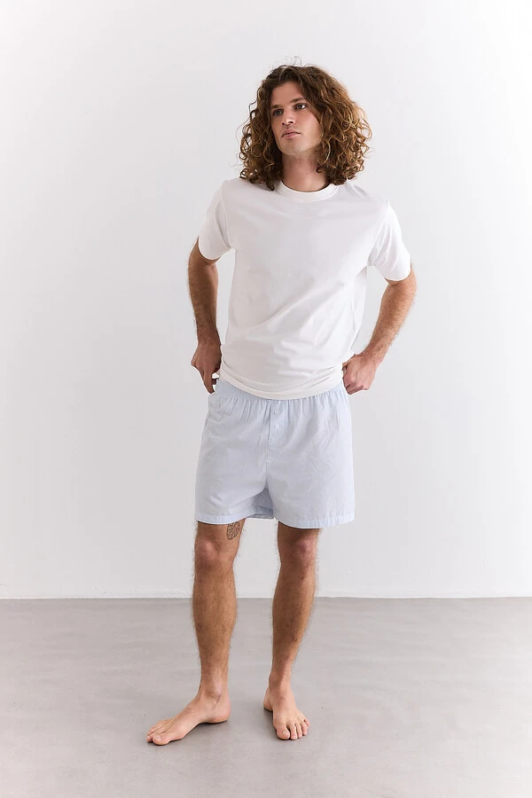 Shorts Boxer Stripes Light Blue