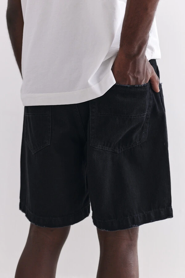 Walkshort Jeans Wide Stonewashed Black