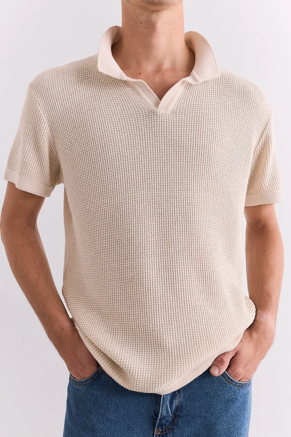 Polo Tricot Waffle Sand
