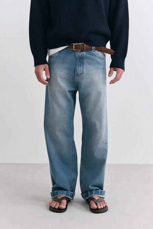 Calça Jeans Wide Fades Blue