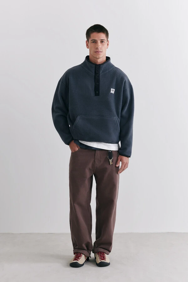 Fleece Button Pullover Graphite