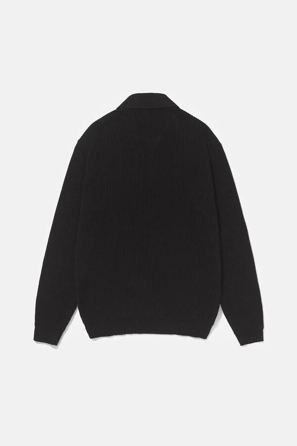 Polo Tricot Manga Longa Waffle Black