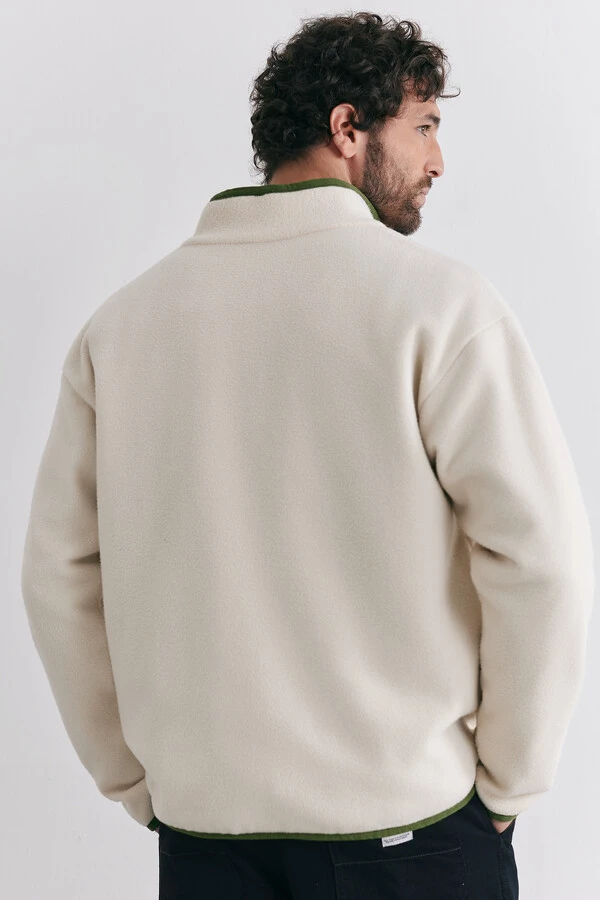 Jaqueta Fleece Zip Ecru Bound