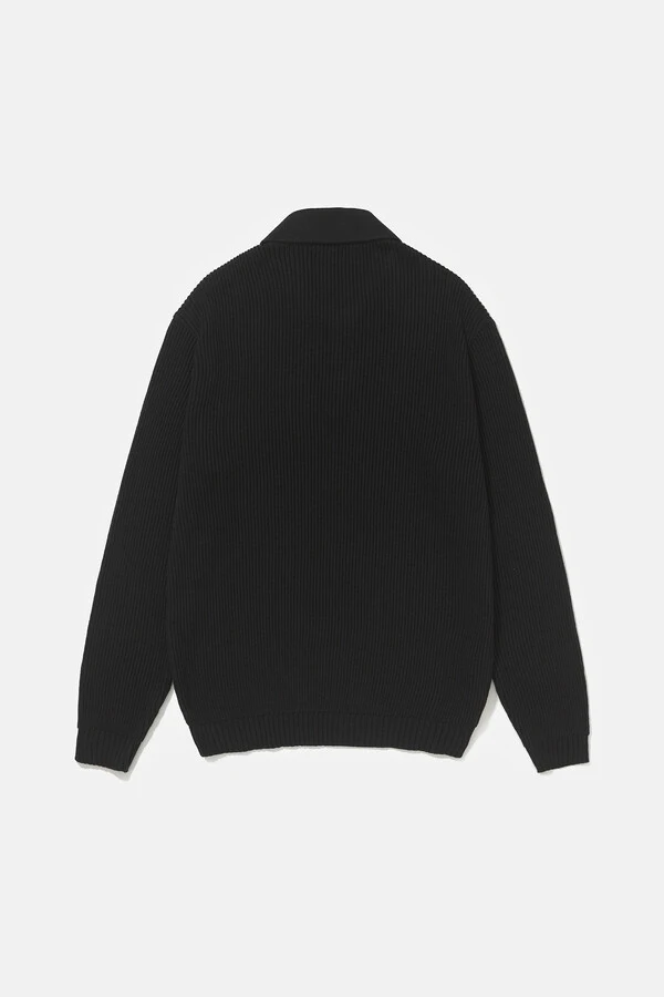 Polo Tricot Manga Longa Waffle Black