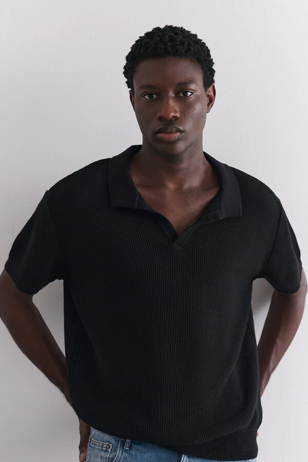 Polo Tricot Waffle Black