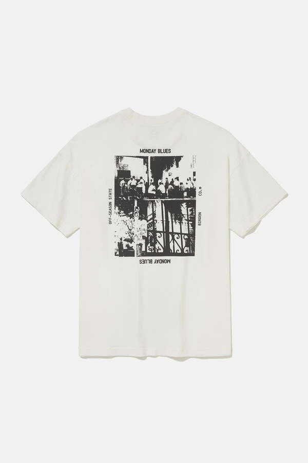 Camiseta Boxy Monday Blues Off-White