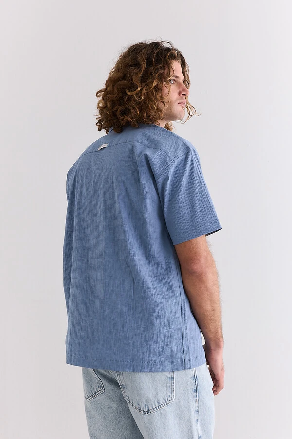 Camisa Boxy Seersucker Lagoon