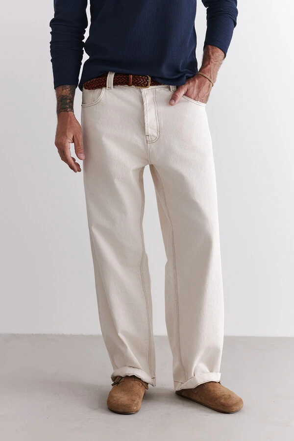 Calça Wide Twill Natural x Muli