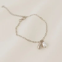 Pulseira Andorra Mini Elo Cartier com Pérola Água Doce e Arroz em ABS