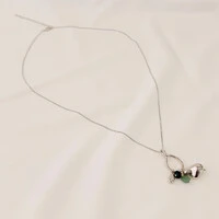 Colar Montserrat Longo Veneziana com Pingente Barroco ABS, Pedra Natural e Cristal