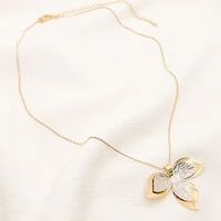 Colar Quito Corrente Veneziana com Pingente Flor Dupla