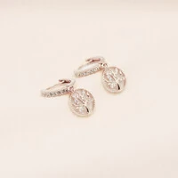 Brinco Berilo Argola Zircônia com Pingente Árvore da Vida Delicado