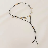 Choker Violeta Gravata Fio Coreano com Ponto de Luz, Cruz, Coração e Pomba da Paz