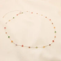 Colar Malabo Longo com Cristais Redondos Coloridos