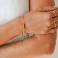 Pulseira Kailua Mini Elo Cartier com Tubo de Pedra Natural