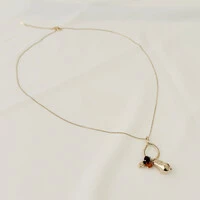Colar Montserrat Longo Veneziana com Pingente Barroco ABS, Pedra Natural e Cristal