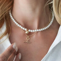 Choker Barbados Pérolas com Pingente Gota ABS