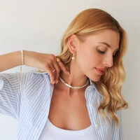 Pulseira Brades Gravata Veneziana com Pérolas de Água Doce e Biwa Sintético