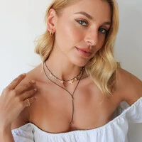 Choker Violeta Gravata Fio Coreano com Ponto de Luz, Cruz, Coração e Pomba da Paz