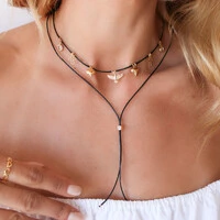Choker Violeta Gravata Fio Coreano com Ponto de Luz, Cruz, Coração e Pomba da Paz