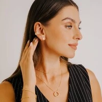 Colar Lindóia Corrente Veneziana com Pingente Aro Cristais