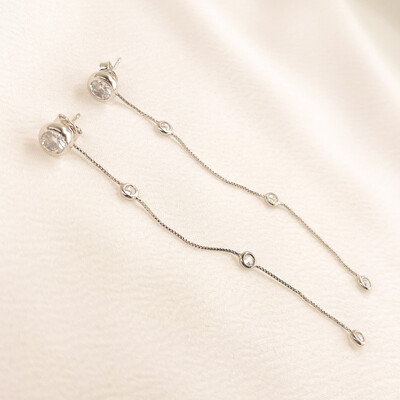 Foto Brinco Macaé Longo Corrente Tiffany Cristal