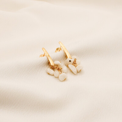 Foto Brinco Samoa Cascalho Pino com Pingente Cacho