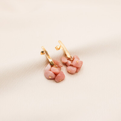 Foto Brinco Samoa Cascalho Pino com Pingente Cacho