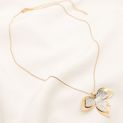 FotoColar Quito Corrente Veneziana com Pingente Flor Dupla