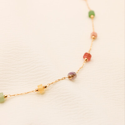 FotoColar Malabo Longo com Cristais Redondos Coloridos