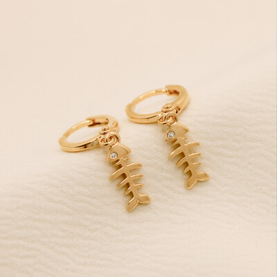 Foto Brinco Arandas Argola Lisa com Pingente Peixe Vazado