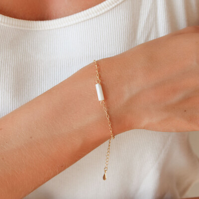 Foto Pulseira Kailua Mini Elo Cartier com Tubo de Pedra Natural