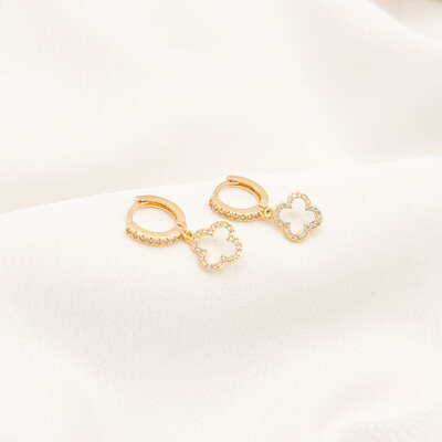 Foto Brinco Triunfo Cristal Pingente Trevo Zircônia