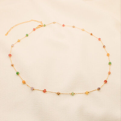 Foto Colar Malabo Longo com Cristais Redondos Coloridos