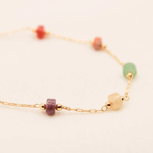 Pulseira Malabo Cristais Redondos Coloridos