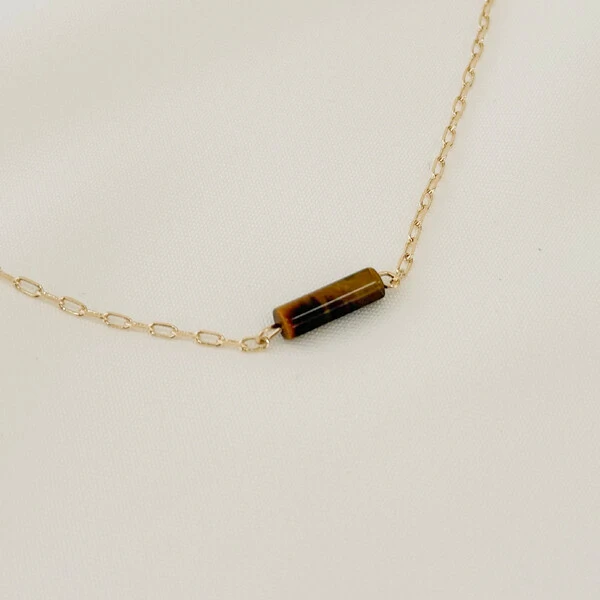 Pulseira Kailua Mini Elo Cartier com Tubo de Pedra Natural