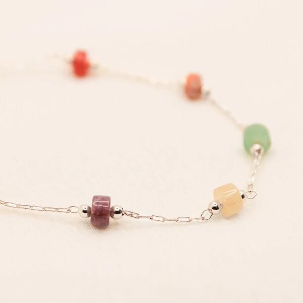 Pulseira Malabo Cristais Redondos Coloridos