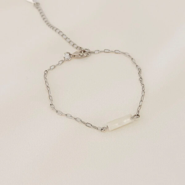 Pulseira Kailua Mini Elo Cartier com Tubo de Pedra Natural
