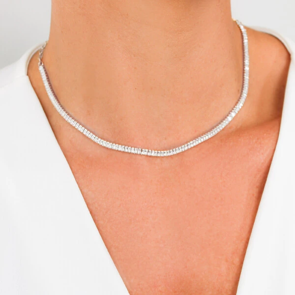 Choker Evian Zircônia Mini Baguete Cristal