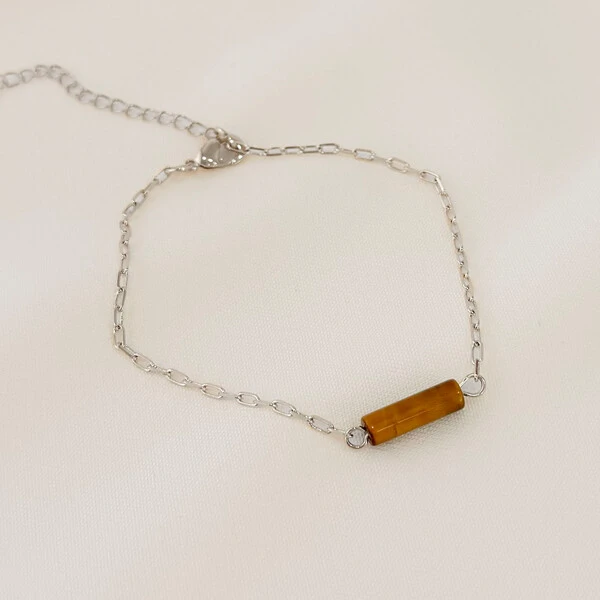 Pulseira Kailua Mini Elo Cartier com Tubo de Pedra Natural