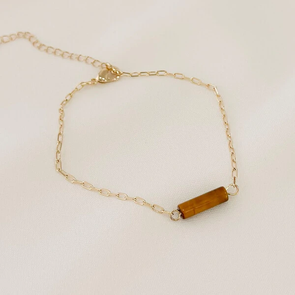 Pulseira Kailua Mini Elo Cartier com Tubo de Pedra Natural