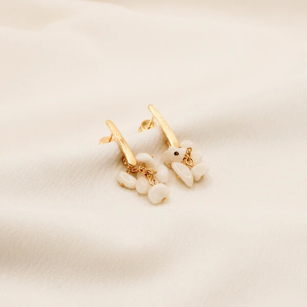 Brinco Samoa Cascalho Pino com Pingente Cacho