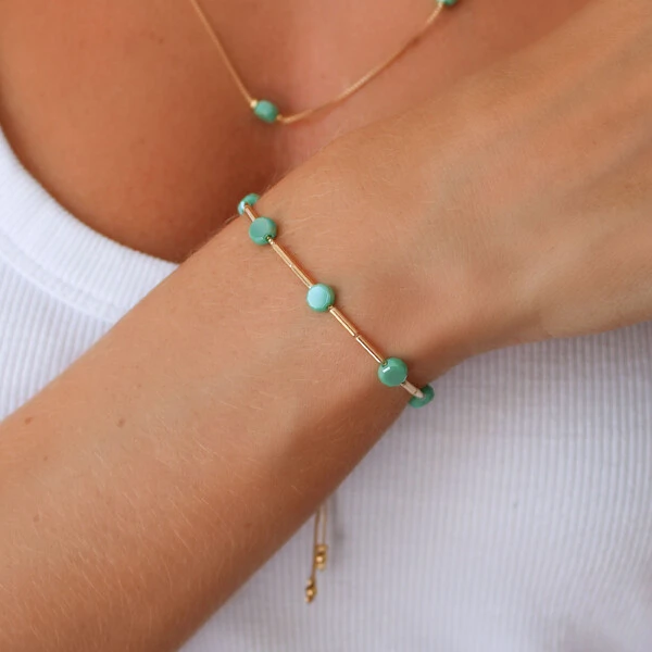 Pulseira Vernou Gravata com Círculo de Cristal de Vidro e Canutilho